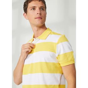 Aeropostale E-Vale Sarı-Beyaz Çizgili Polo Erkek T-shirt