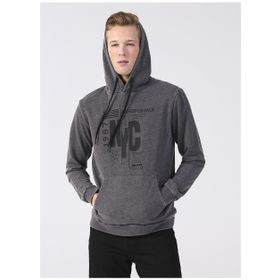 Aeropostale E-WASHED Kapüşon Yaka Baskılı Antrasit Erkek Sweatshirt