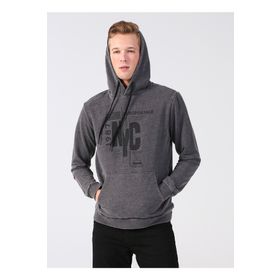 Aeropostale E-WASHED Kapüşon Yaka Baskılı Antrasit Erkek Sweatshirt