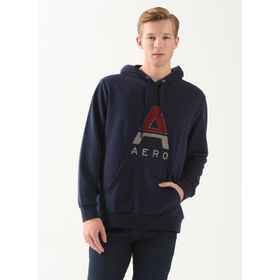 Aeropostale E-WORD Lacivert Kapüşon Yaka Nakışlı Erkek Sweatshirt