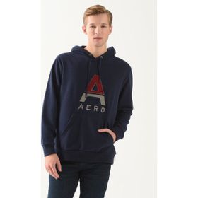 Aeropostale E-WORD Lacivert Kapüşon Yaka Nakışlı Erkek Sweatshirt