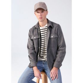 Aeropostale Ethunder Yaka Düz Koyu Gri Erkek Gömlek