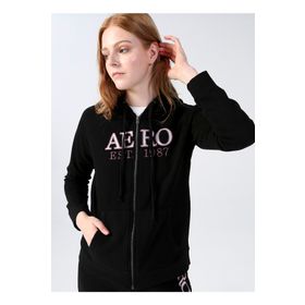 Aeropostale K-3009 Siyah Kapüşon Yaka Baskılı Kadın Sweatshirt