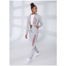 Aeropostale K-3146 Kapüşon Yaka Nakışlı Gri Melanj Kadın Sweatshirt