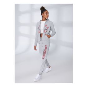 Aeropostale K-3146 Kapüşon Yaka Nakışlı Gri Melanj Kadın Sweatshirt