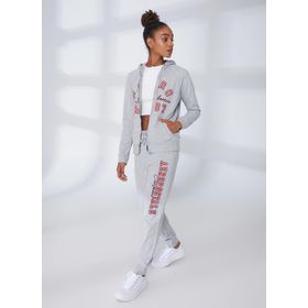 Aeropostale K-3146 Kapüşon Yaka Nakışlı Gri Melanj Kadın Sweatshirt