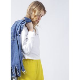 Aeropostale K-Gaia-Y Kapüşonlu Crop Baskılı Ekru Kadın Sweatshirt