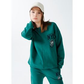 Aeropostale K-LIFE Bisiklet Yaka Nakışlı Koyu Bej Kadın Sweatshirt