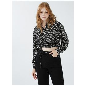 Aeropostale KEFNA Yaka Desenli Siyah Kadın Gömlek