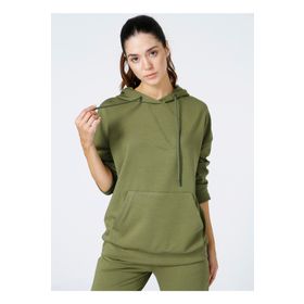 Aeropostale Y-BRUSH Kapüşonlu Uzun Kollu Yeşil Kadın Sweatshirt