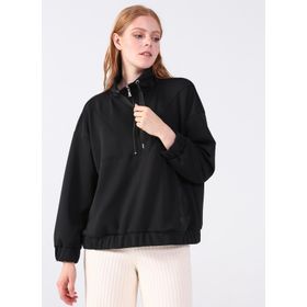 Aeropostale Y-Christina Fermuarlı Yaka Düz Siyah Kadın Sweatshirt