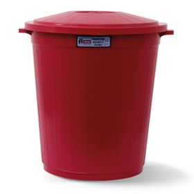 Afacan 70 lt Kırmızı Kapaklı Yuvarlak Çöp Kovası