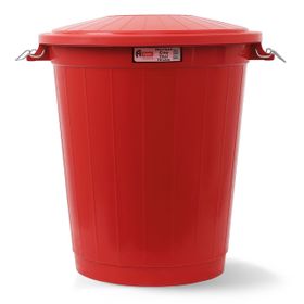 Afacan 70 lt Kırmızı Yuvarlak Kapaklı Telli Çöp Kovası