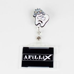 Afillix Concept Renkli Ahşap Diş Canavarı Tasarım Şeffaf Yaka Kartı Yoyo & Klipsi