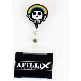 Afillix Concept Renkli Ahşap Gökkuşağı İskelet Tasarım Şeffaf Yaka Kartı Yoyo & Klipsi
