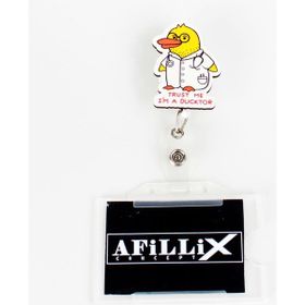 Afillix Concept Renkli Ahşap I Am A Ducktor Tasarım Şeffaf Yaka Kartı Yoyo & Klipsi