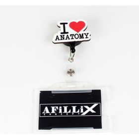 Afillix Concept Renkli Ahşap I Love Anotomy Tasarım Şeffaf Yaka Kartı Yoyo & Klipsi