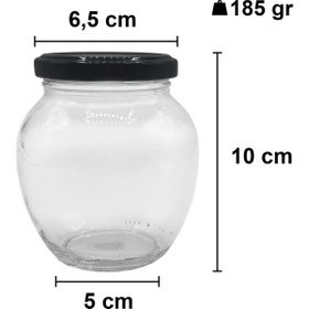 Afracam 370 ml Metal Siyah Kapaklı Şeffaf Yumurta 10 Adet Cam Kavanoz