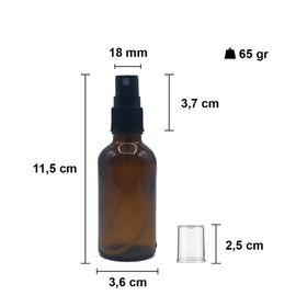 Afracam Amber Kapaklı Beyaz Cam Şişe 50 ml Sprey Fısfıs Dezenfektan Kolonya