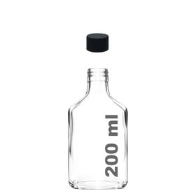 Afracam Cold Brew Şeffaf 200 ML Sızdırmaz Siyah Plastik Kapaklı Boş Cam Şişe
