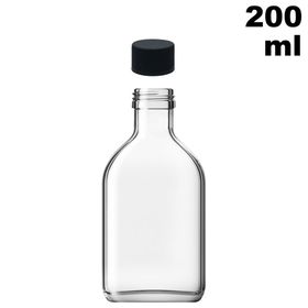 Afracam Cold Brew Şeffaf 200 ML Sızdırmaz Siyah Plastik Kapaklı Boş Cam Şişe