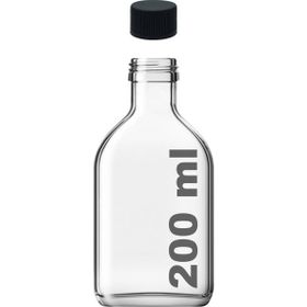 Afracam Cold Brew Şeffaf 200 ML Sızdırmaz Siyah Plastik Kapaklı Boş Cam Şişe