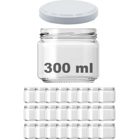Afracam Metal Beyaz Kapaklı Şeffaf Cam 24x300 ml Kavanoz