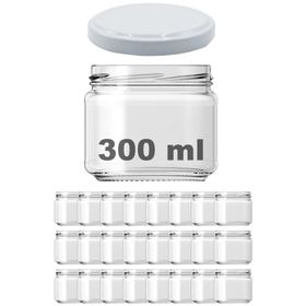 Afracam Metal Beyaz Kapaklı Şeffaf Cam 24x300 ml Kavanoz
