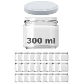 Afracam Metal Beyaz Kapaklı Şeffaf Cam 24x300 ml Kavanoz