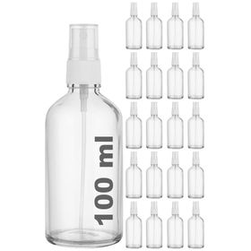 Afracam Şeffaf Kapaklı Beyaz Cam Şişe 20x100 ml Sprey Fısfıs Dezenfektan Kolonya