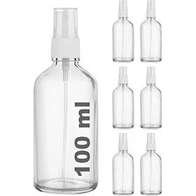 Afracam Şeffaf Kapaklı Beyaz Cam Şişe 6x100 ml Sprey Fısfıs Dezenfektan Kolonya