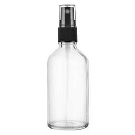 Afracam Şeffaf Kapaklı Siyah Cam Şişe 100 ml Sprey Fısfıs Dezenfektan Kolonya