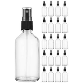 Afracam Şeffaf Kapaklı Siyah Cam Şişe 20x100 ml Sprey Fısfıs Dezenfektan Kolonya