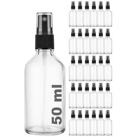 Afracam Şeffaf Kapaklı Siyah Cam Şişe 30x50 ml Sprey Fısfıs Dezenfektan Kolonya