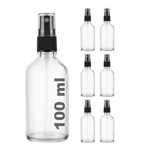 Afracam Şeffaf Kapaklı Siyah Cam Şişe 6x100 ml Sprey Fısfıs Dezenfektan Kolonya