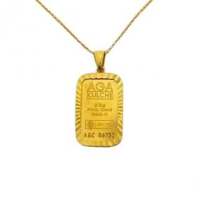 AgaKulche 2.5 gr 24 Ayar Kalemli Külçe Altın Kolye