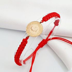 AgaKulche 22 Ayar 1.75 gr Çeyrek Altınlı Kırmızı İpli Bileklik