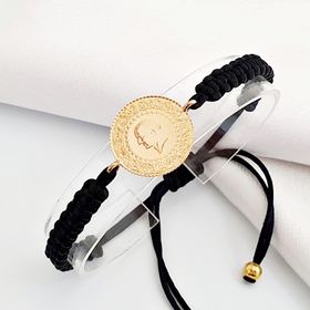 AgaKulche 22 Ayar 1.75 gr Çeyrek Altınlı Siyah İpli Bileklik