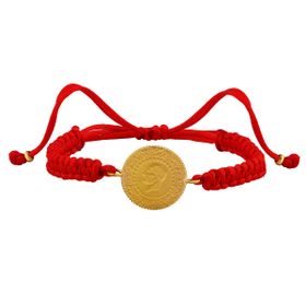 AgaKulche 22 Ayar 3.5 gr Yarım Altınlı Kırmızı İpli Bileklik
