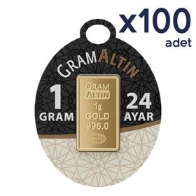 AgaKulche 24 Ayar 100 Adet 1 gr Külçe Altın