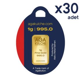 AgaKulche 24 Ayar 30 Adet 1 gr Külçe Altın