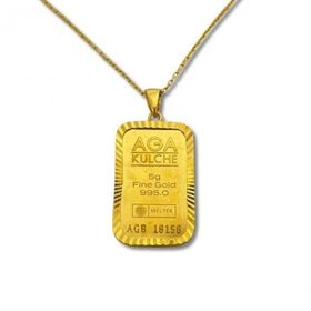 AgaKulche 5 gr 8 Ayar Kalemli Külçe Altın Kolye