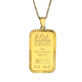 AgaKulche 5 gr 8 Ayar Kalemli Külçe Altın Kolye