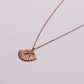 AgaKulche 925 Ayar 2.16 gr İstiridye Beyaz Taşlı Hayalet Gümüş Kolye