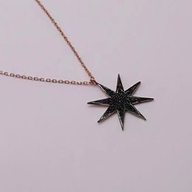 AgaKulche 925 Ayar 2.21 gr Siyah Yıldız Hayalet Gümüş Kolye