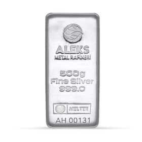 AgaKulche Aleks Metal Rafineri 500 gr 999.0 Külçe Gümüş