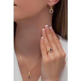 AgaKulche Damla Gold S60-GM 925 Gümüş Takı Seti