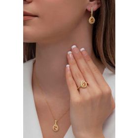 AgaKulche Damla Gold S60-GW 925 Gümüş Takı Seti