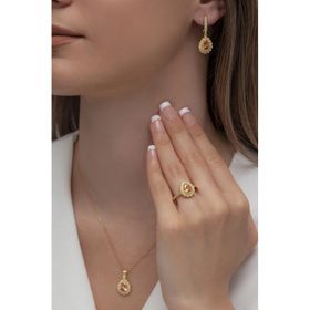 AgaKulche Damla Gold S60-GW 925 Gümüş Takı Seti