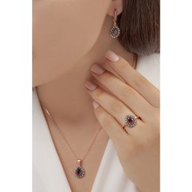 AgaKulche Damla Kalemli S60-EK 925 Gümüş Takı Seti